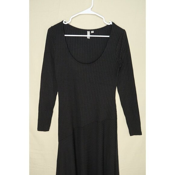 ASOS Black Maxi Dress Women's Size 6 Asymmetrical Tiered Long Sleeve Scoop Neck - Picture 4 of 9
